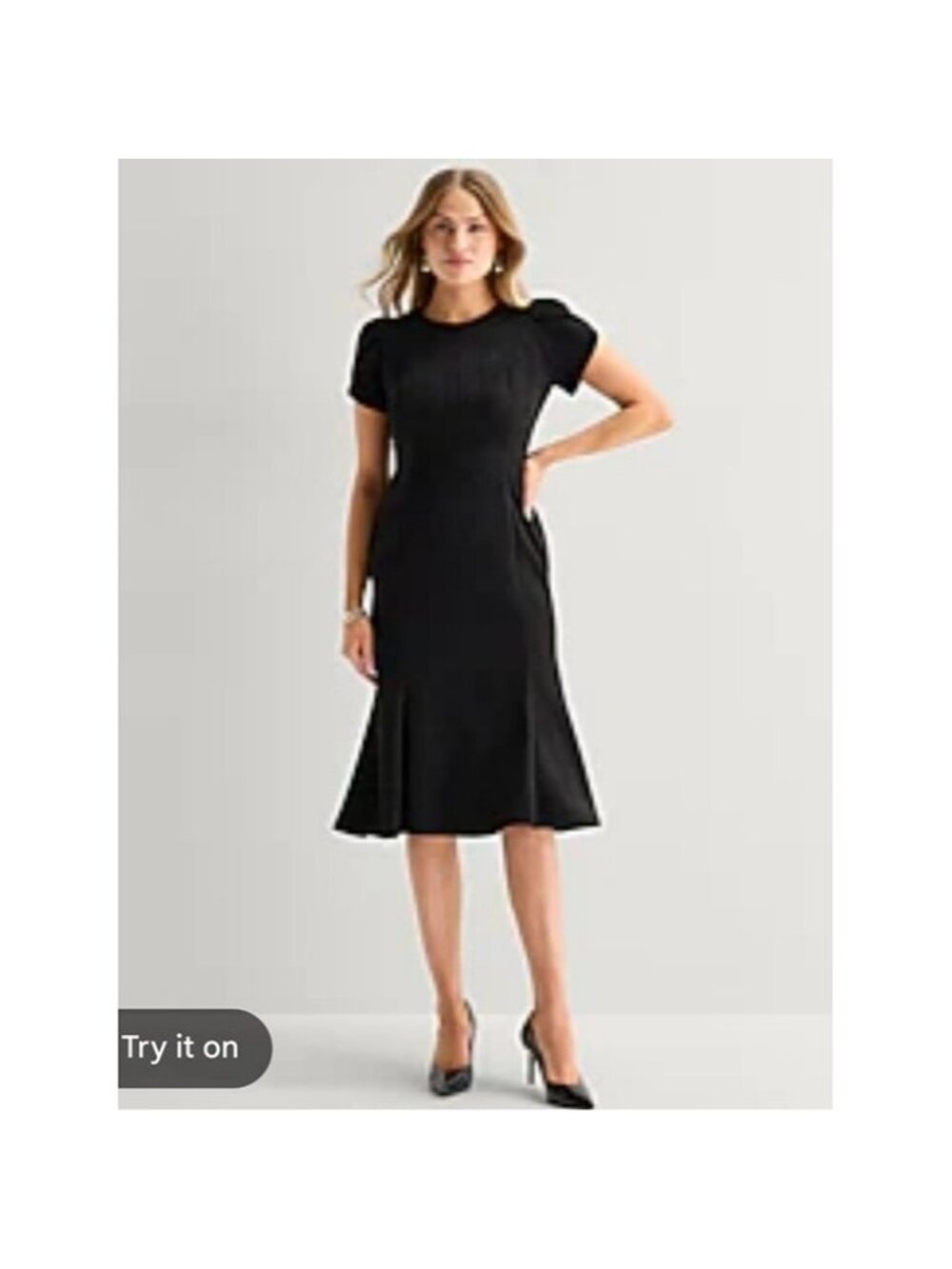 Marc New York Black Short-Sleeve Midi SCOOP Dress - Classic Fit size 18 NWT